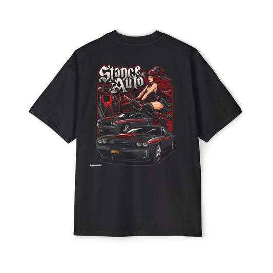 Camiseta Oversize Gruesa Stance Auto Sexy Witch Dodge Challenger SXT