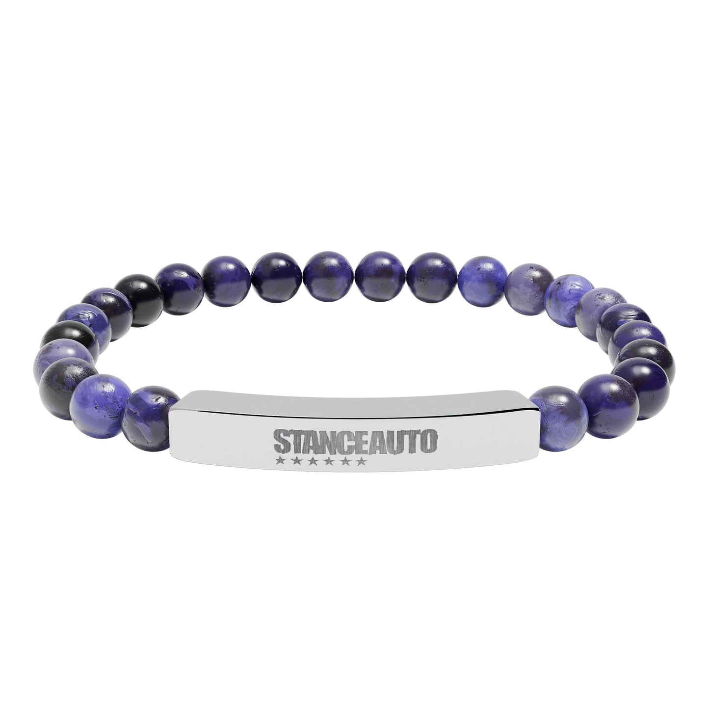 Brazalete elástico de piedra natural con barra y grabado automático "Stance"