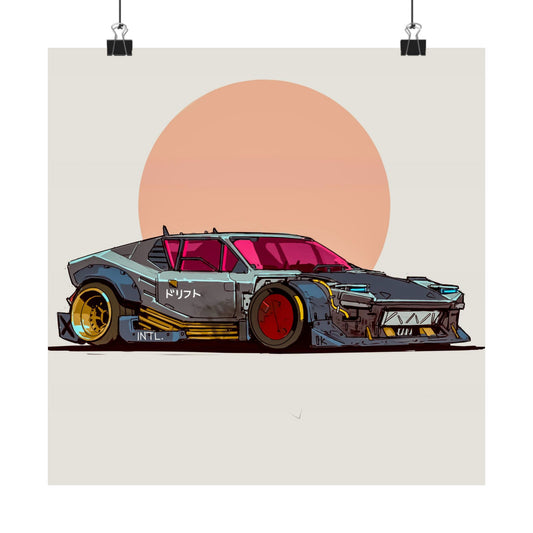 Sunset Slide – Cartel del cupé de drift Forajido