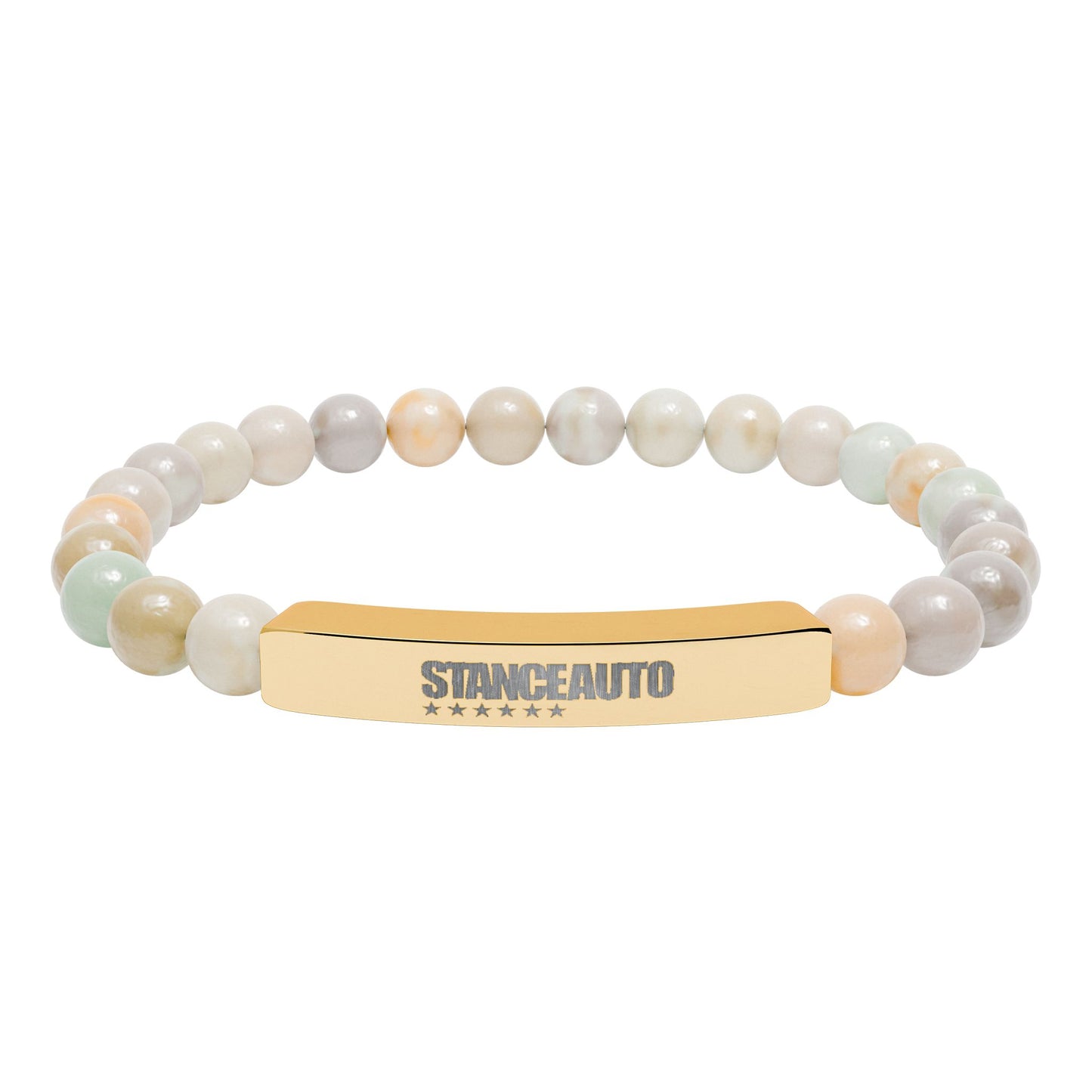 Brazalete elástico de piedra natural con barra y grabado automático "Stance"