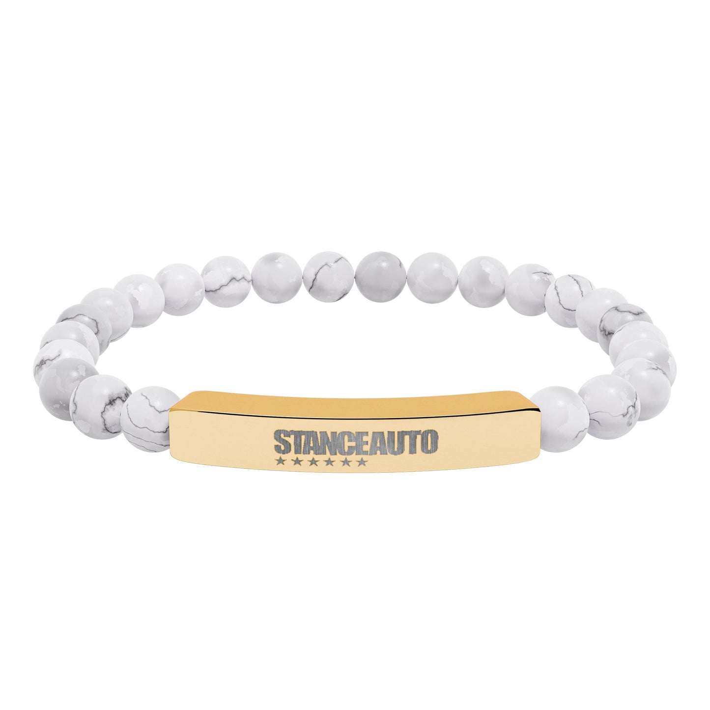 Brazalete elástico de piedra natural con barra y grabado automático "Stance"