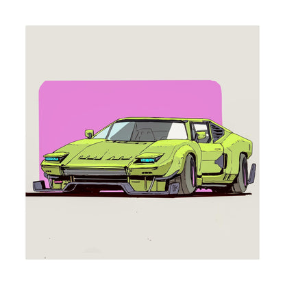 Neon Wedge – Retro Futurist Sports Car Poster