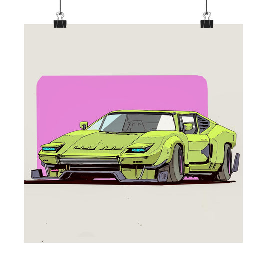 Neon Wedge – Póster de coche deportivo retrofuturista