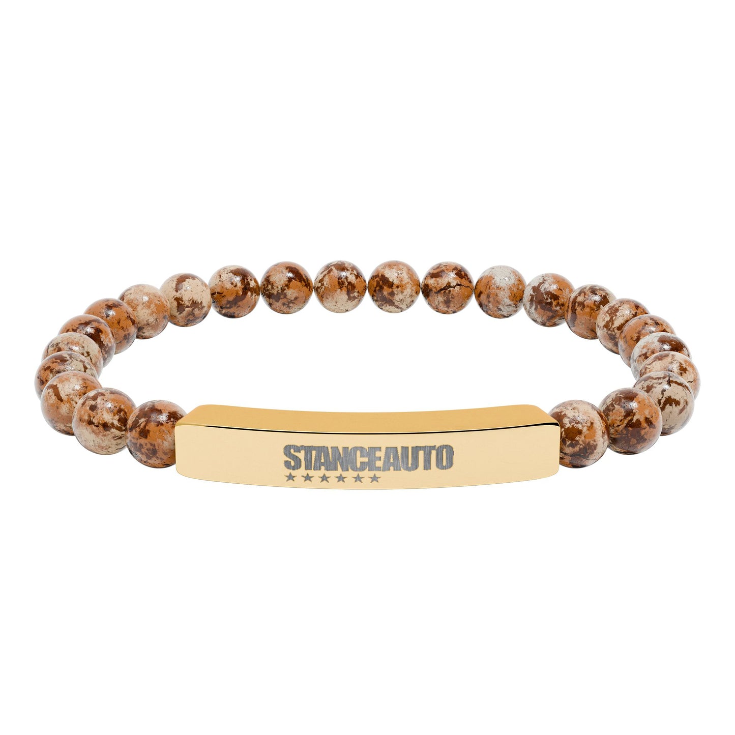 Brazalete elástico de piedra natural con barra y grabado automático "Stance"