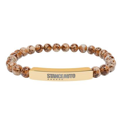 Brazalete elástico de piedra natural con barra y grabado automático "Stance"