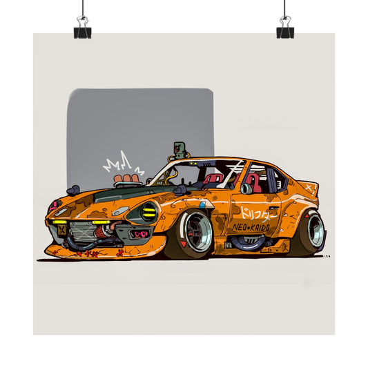 Rust Runner – Póster del cupé de drift marcado por la batalla