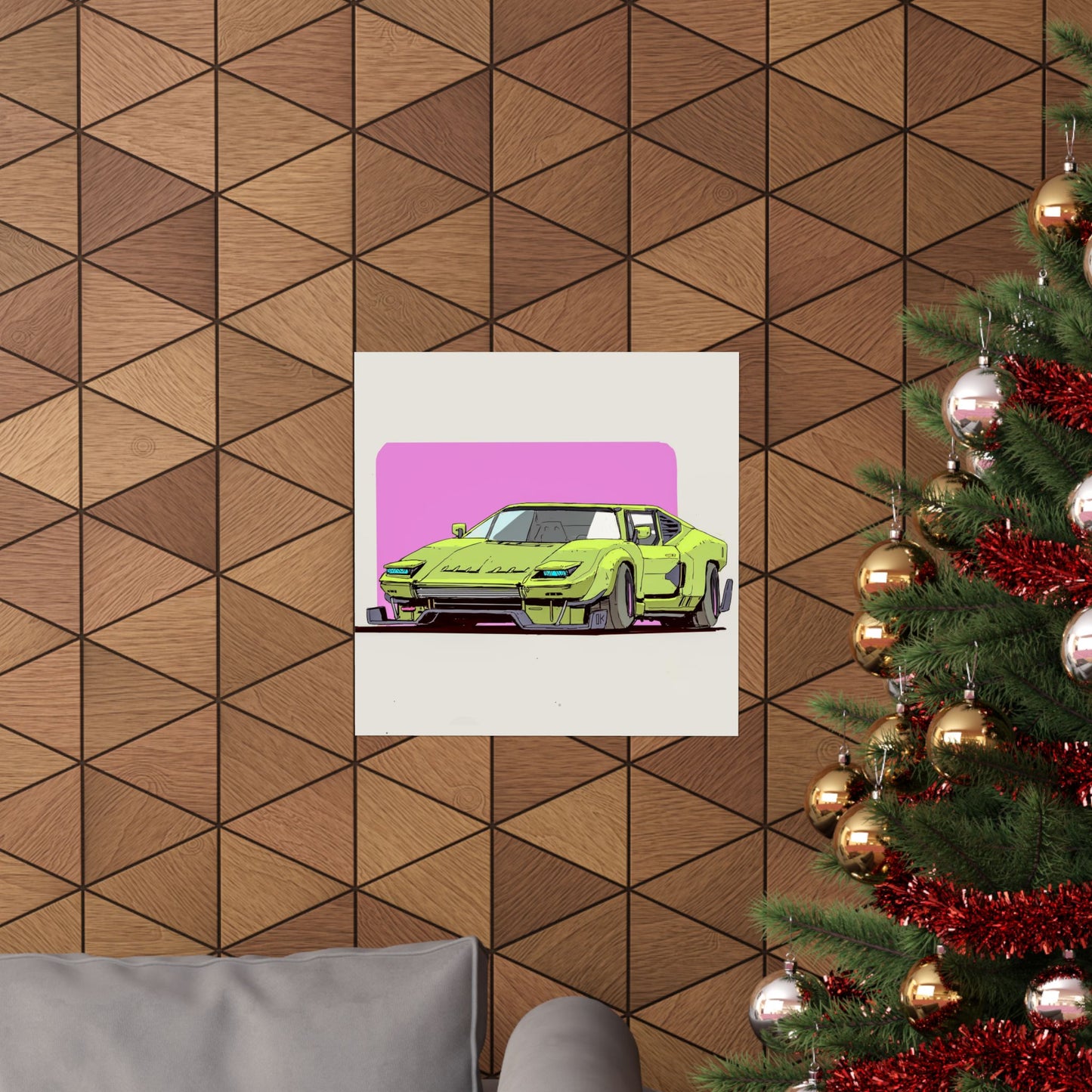 Neon Wedge – Retro Futurist Sports Car Poster