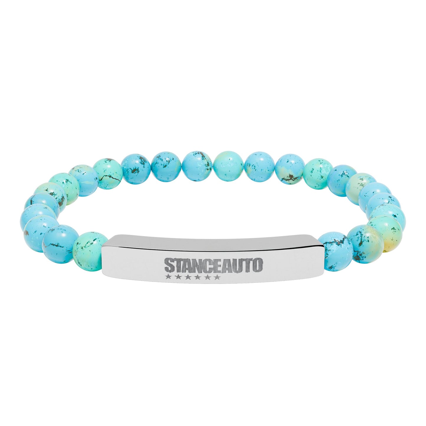 Brazalete elástico de piedra natural con barra y grabado automático "Stance"